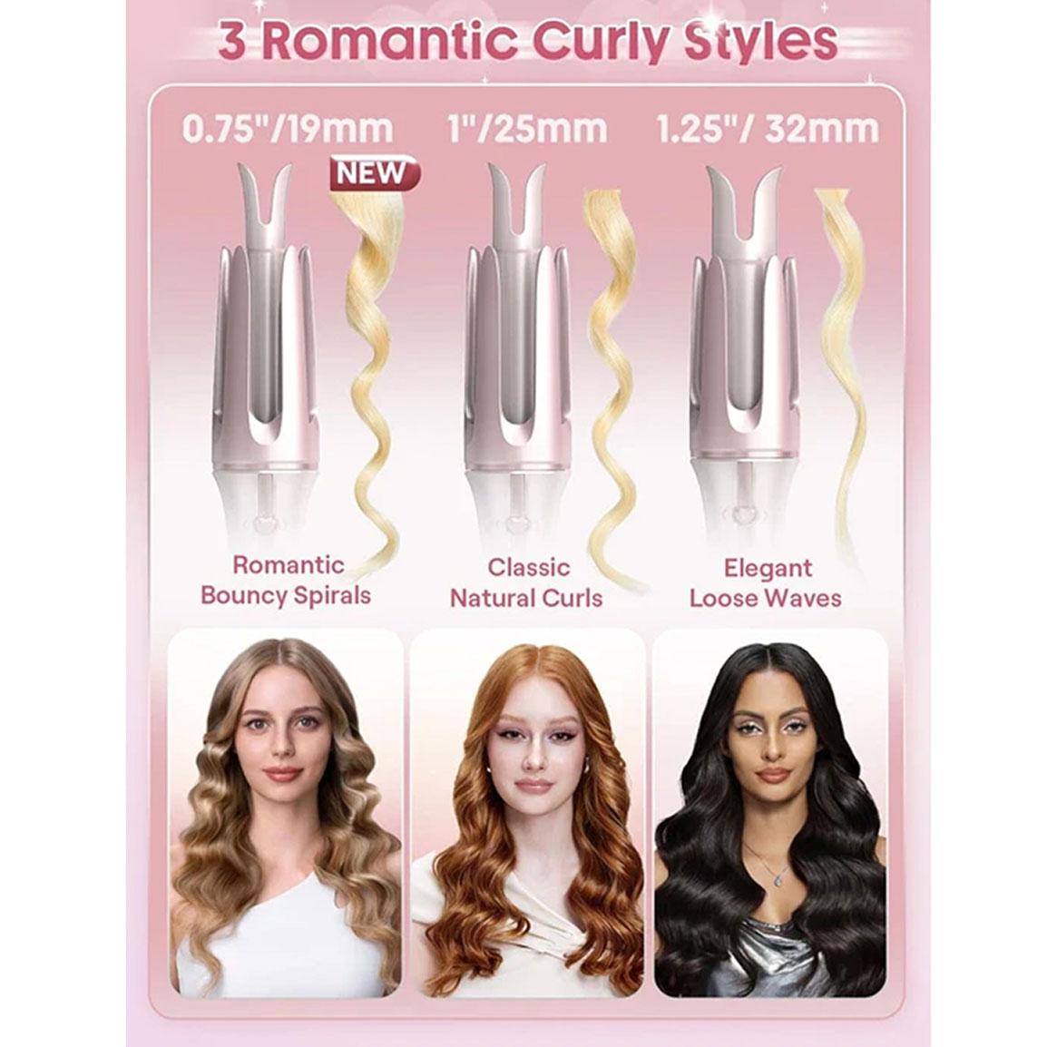 فر کننده و کرلی جادویی مو شیگلم SHEGLAM Hair Curler سایز 25 میلیمتر (رنگ صورتی) - Image 3