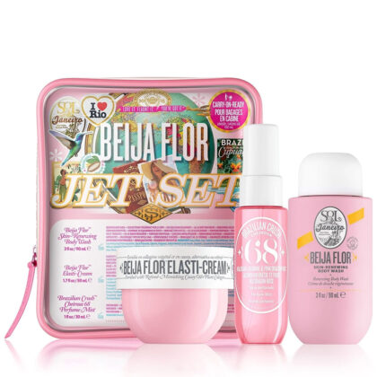 پک سول د ژانیرو بیجا فلور صورتی Sol de Janeiro Beija Flor Cheirosa 68 Gift Set | شامل شاور ژل، کره بدن، بادی میست و کیف آرایشی